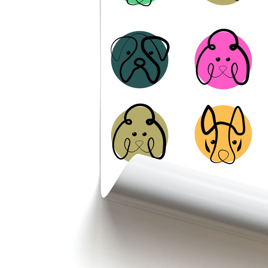 Multi colour dog bones - Dog Patterns Poster