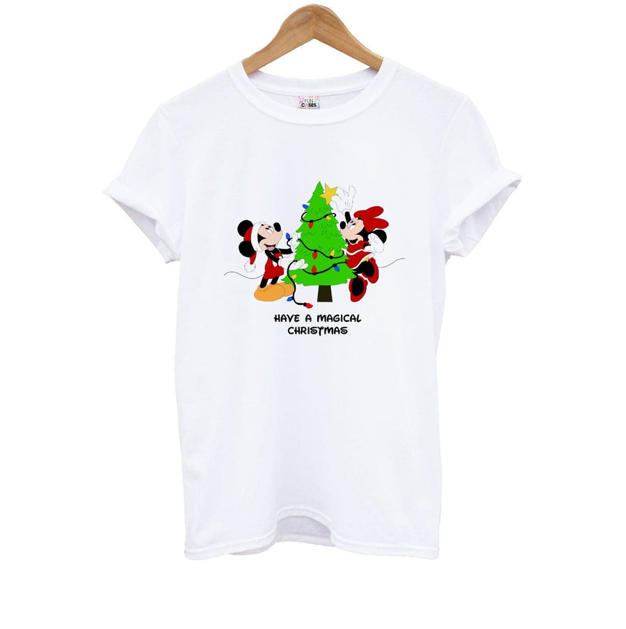 Festive Mickey And Minnie Mouse - Christmas  Kids T-Shirt