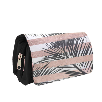 Rose Gold Tropical Palm Leaf Pattern Pencil Case