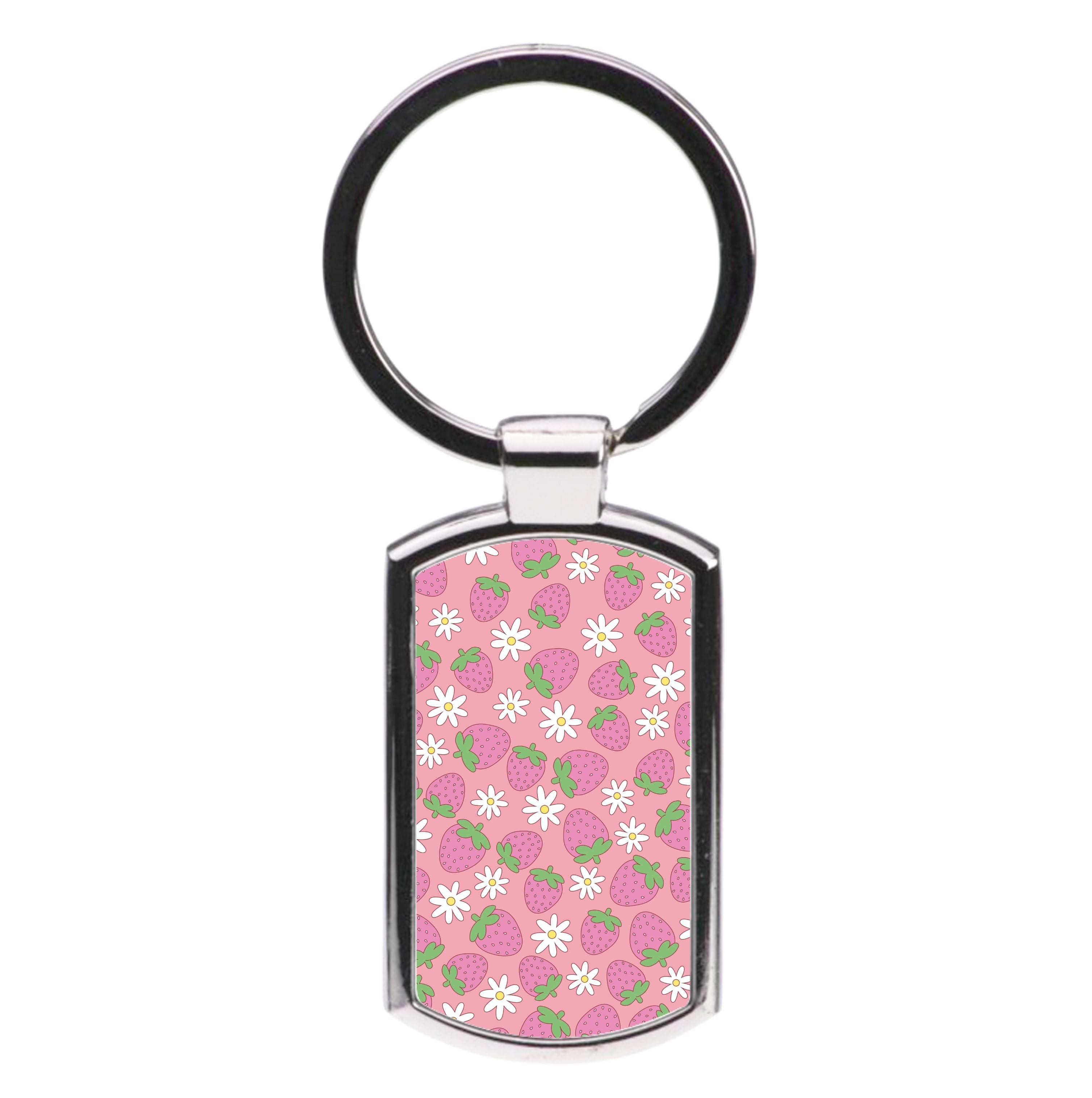 Pink Strawberries - Spring Patterns Luxury Keyring