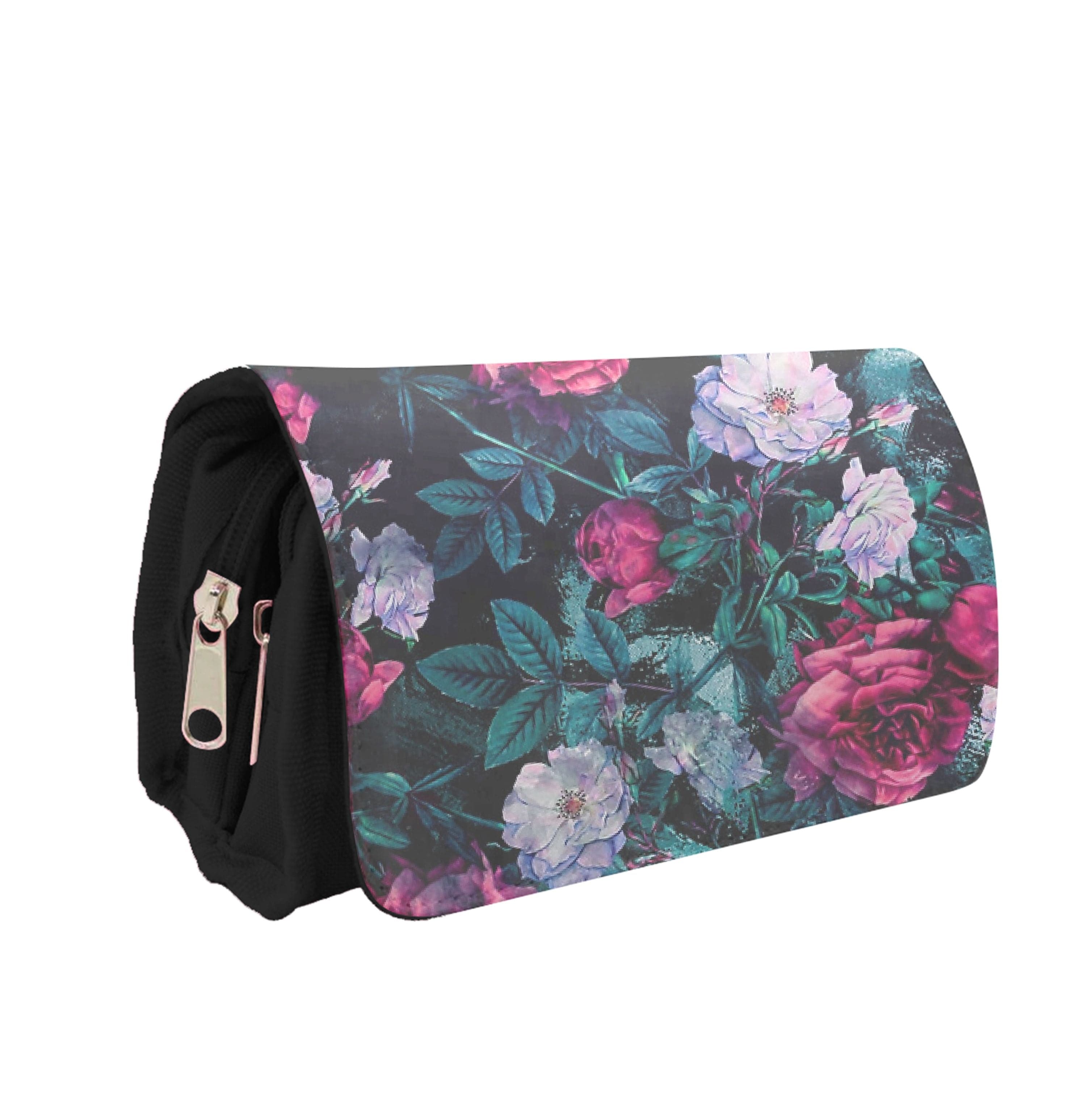 Black Floral Pattern Pencil Case