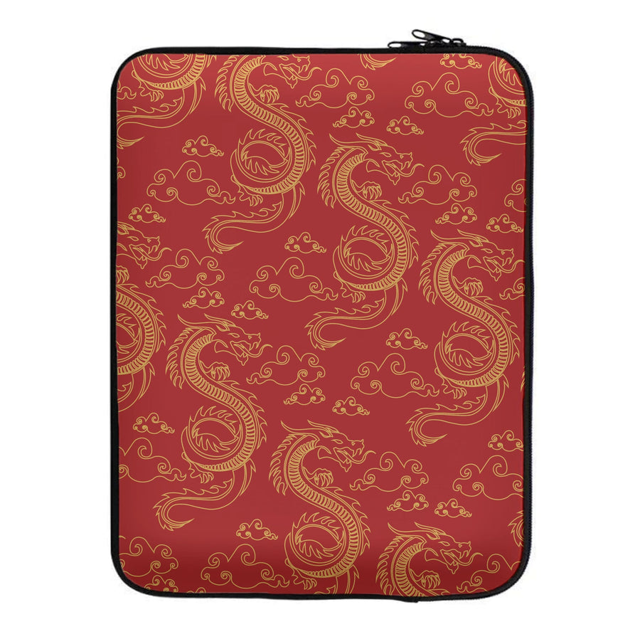 Red And Gold Dragon Pattern Laptop Sleeve