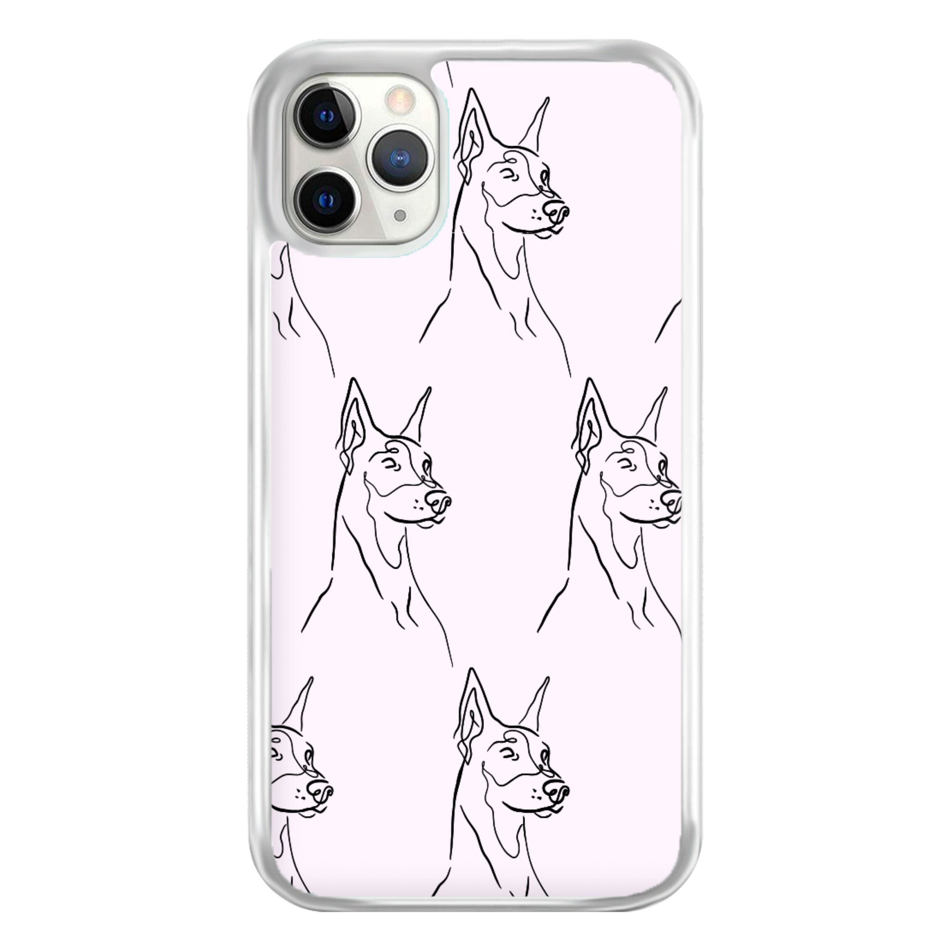 Dobermann Outline - Dog Pattern Phone Case