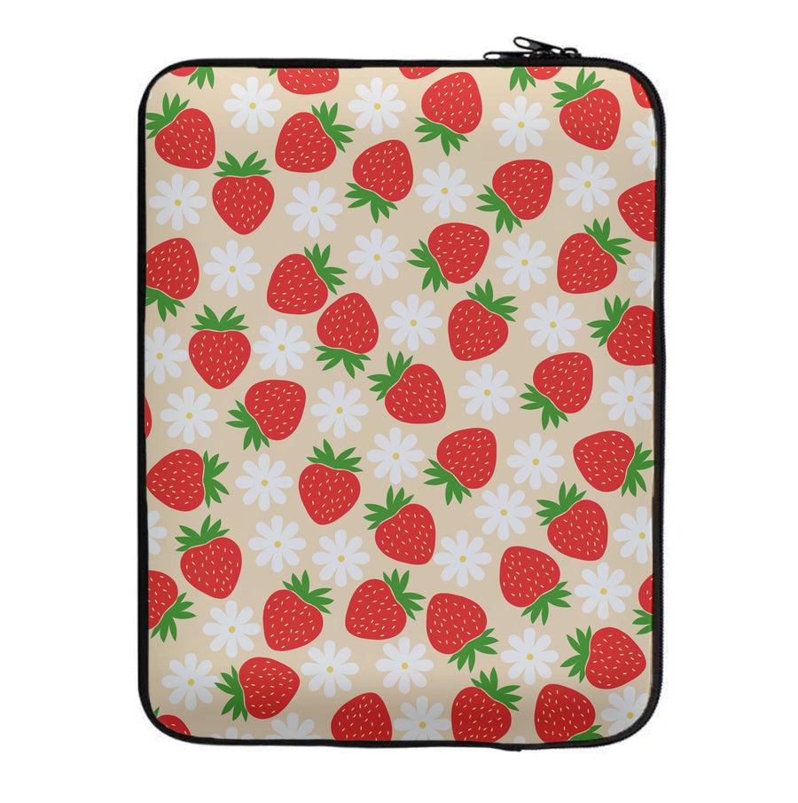 Strawberries and Flowers - Spring Patterns Laptop Sleeve