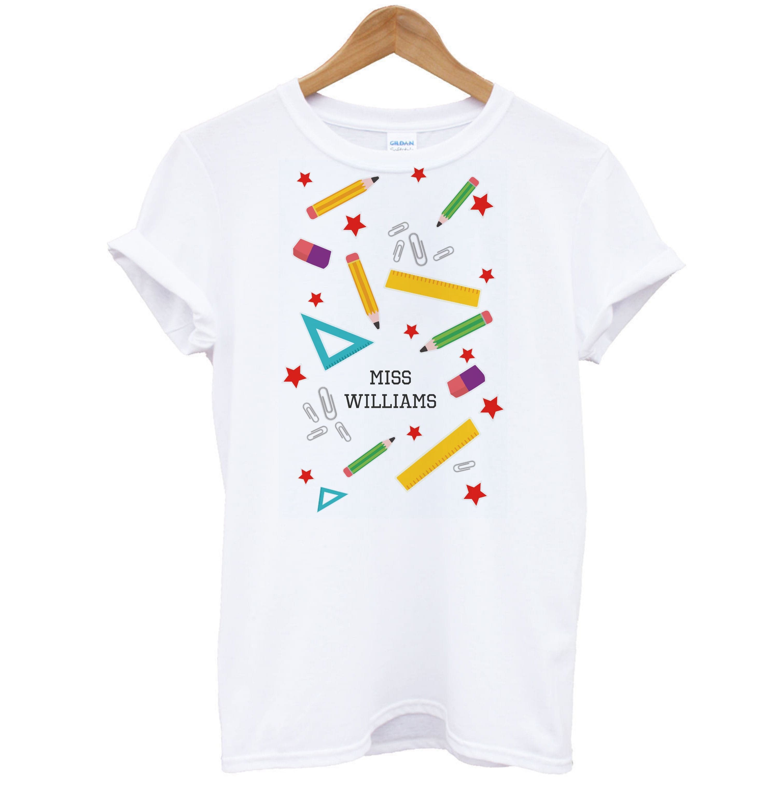 Stars And Stationery - Personalised Teachers Gift T-Shirt