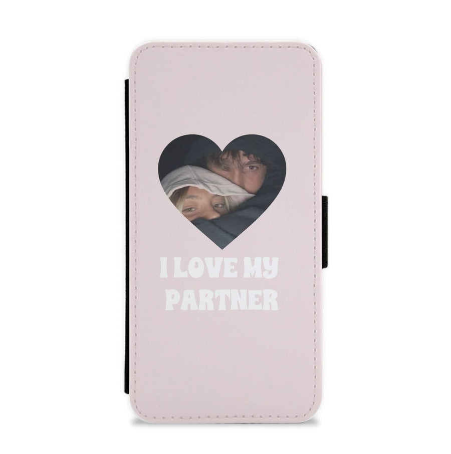 I Love My Partner - Personalised Couples Flip / Wallet Phone Case