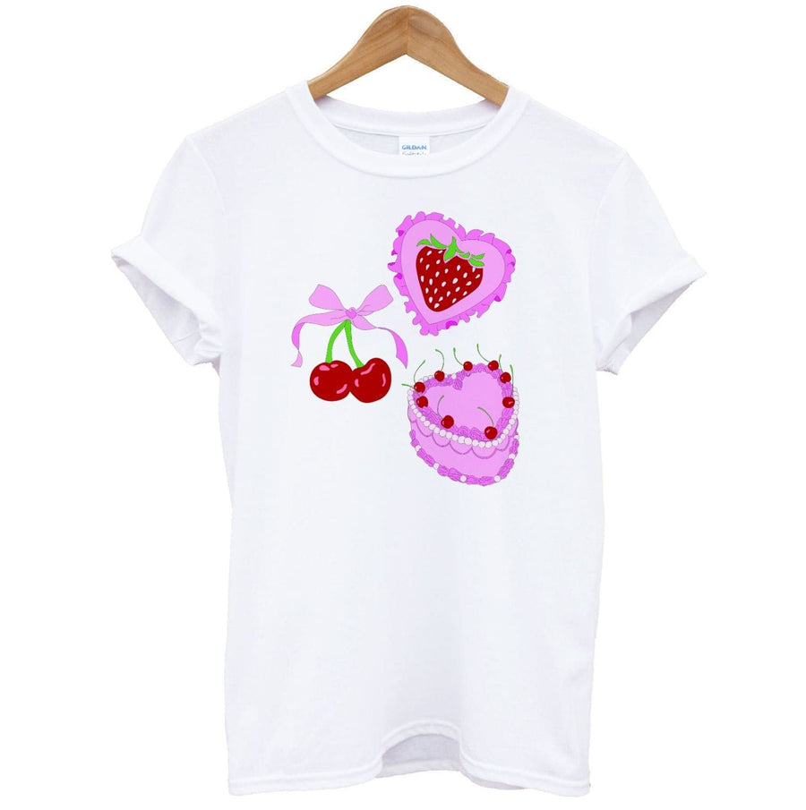 Cherries, Strawberries And Cake - Valentine's Day T-Shirt