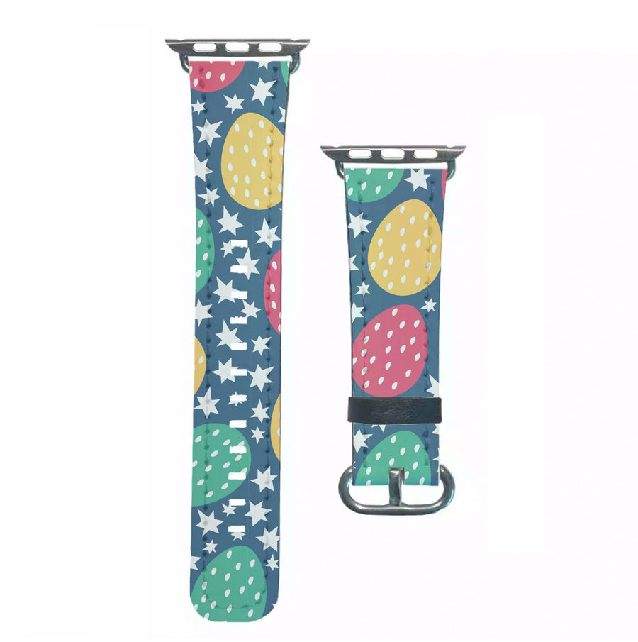 Blue Easter Eggs - Easter Patterns Apple Watch Strap