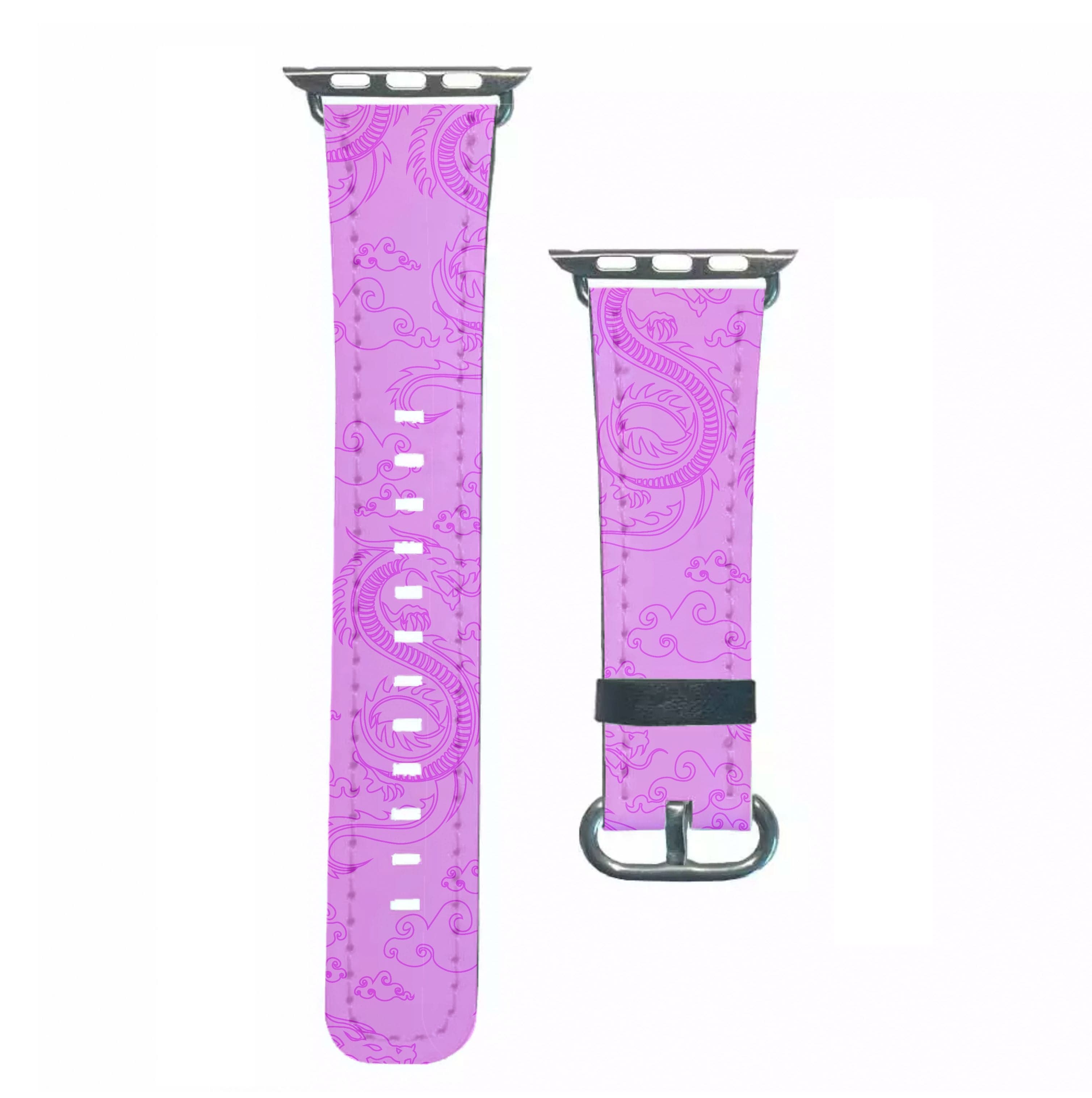 Pink Dragon Pattern Apple Watch Strap