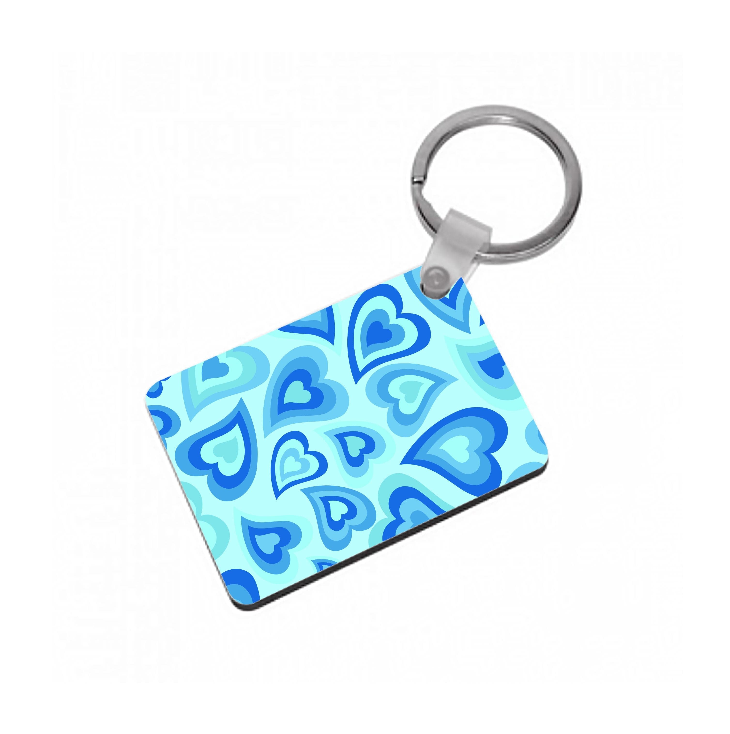 Blue Hearts - Trippy Patterns Keyring