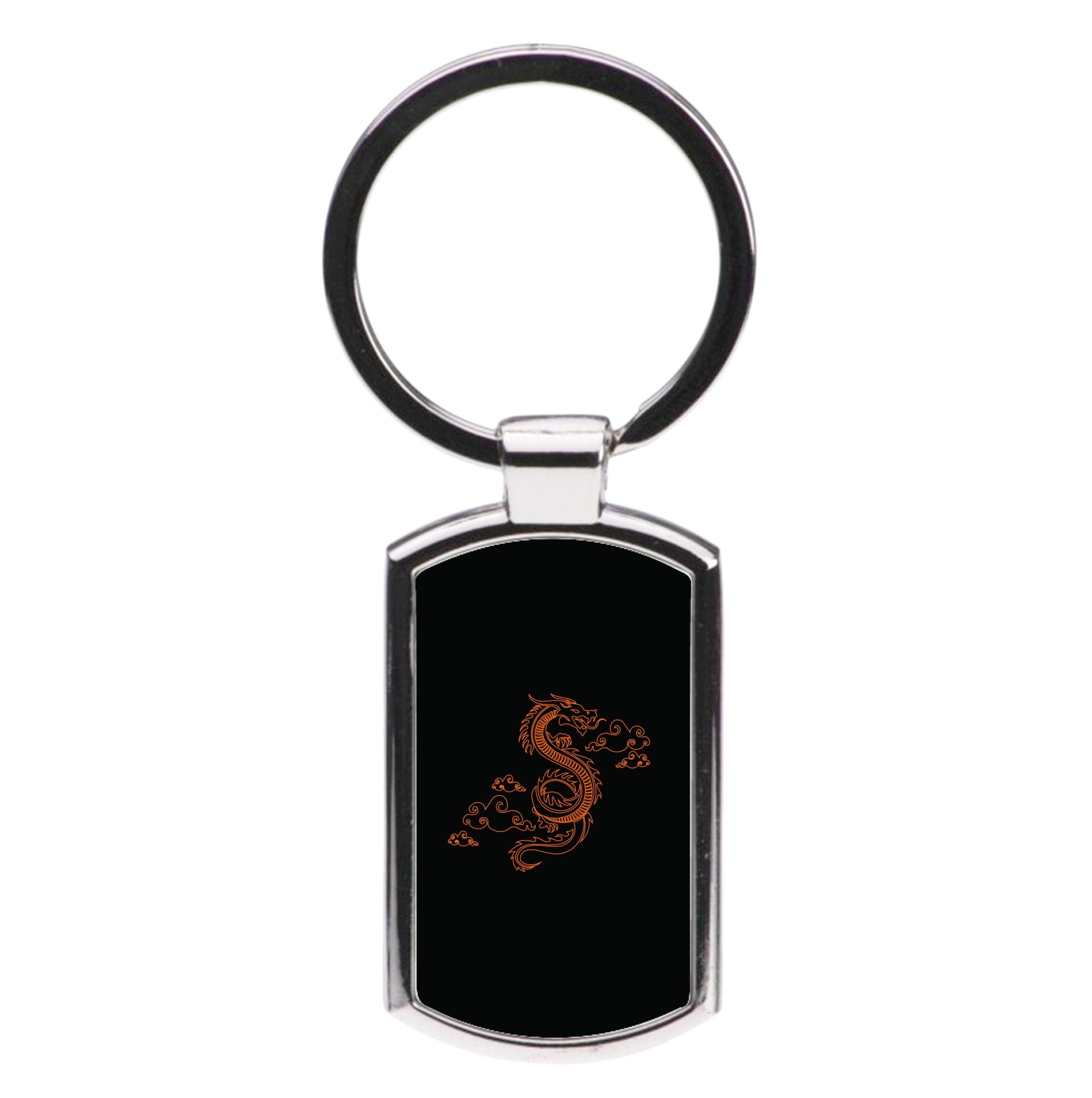 Orange - Dragon Patterns Luxury Keyring