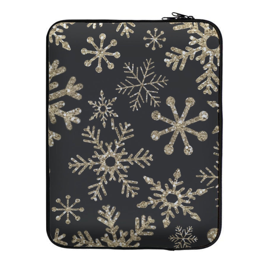 Gold Snowflake Pattern Laptop Sleeve