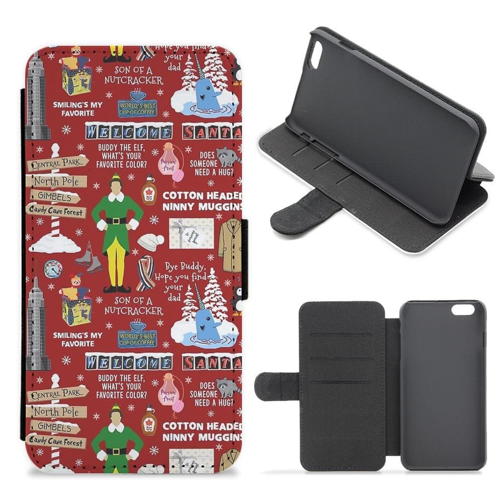 Red Buddy The Elf Pattern Flip Wallet Phone Case