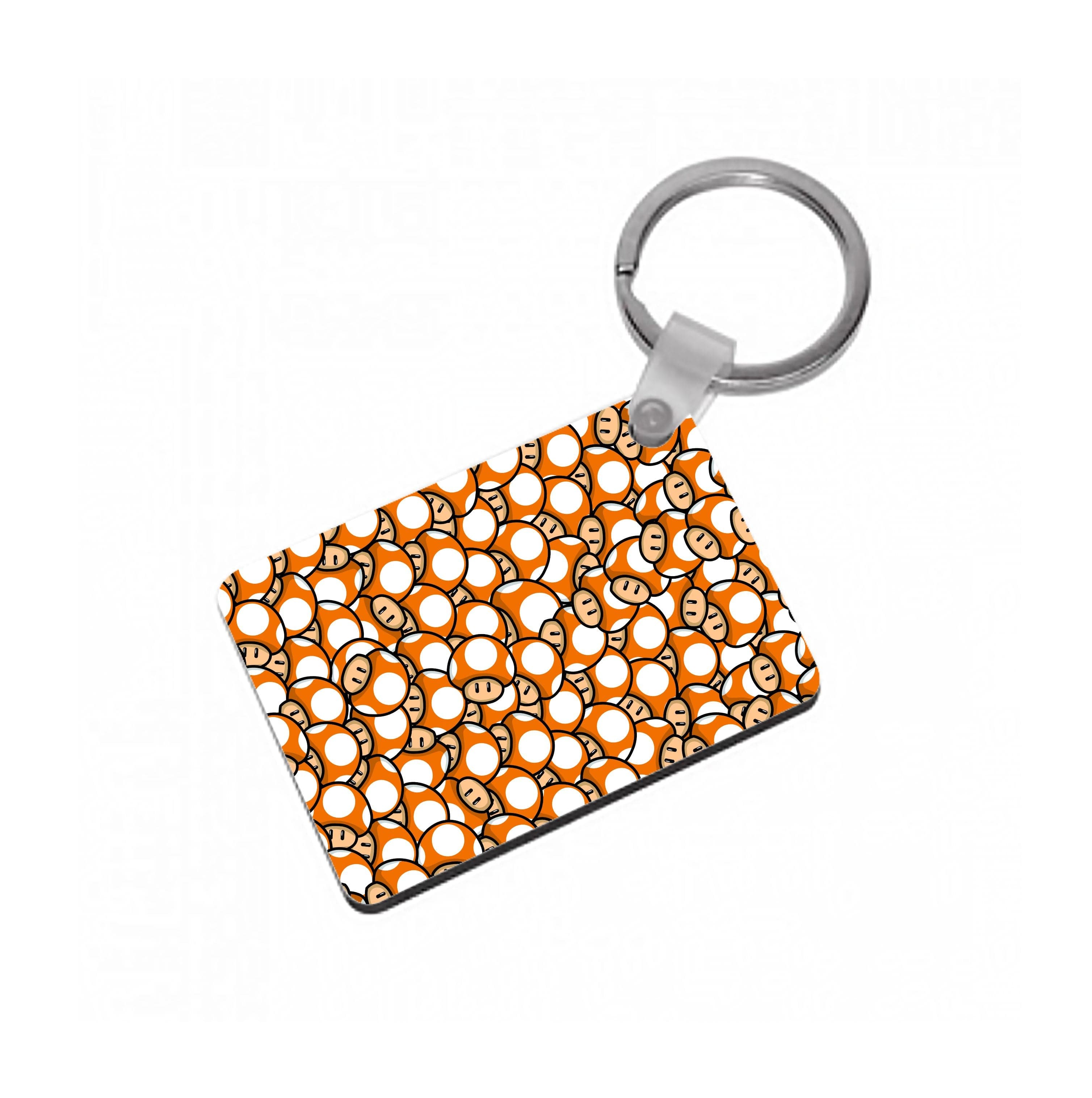 Mushroom Pattern - Orange Keyring