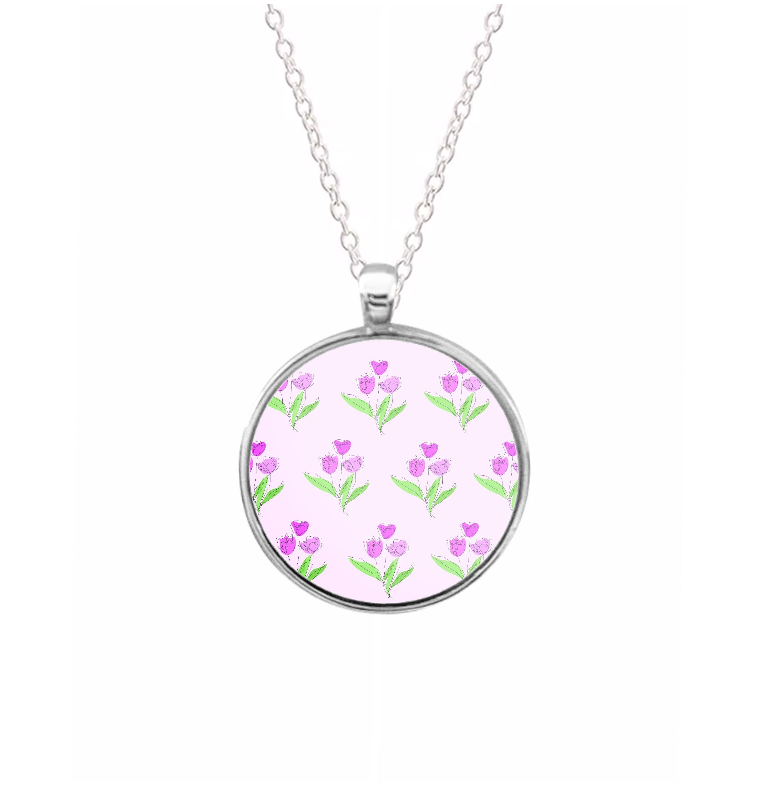 Pink Pattern - Floral Necklace