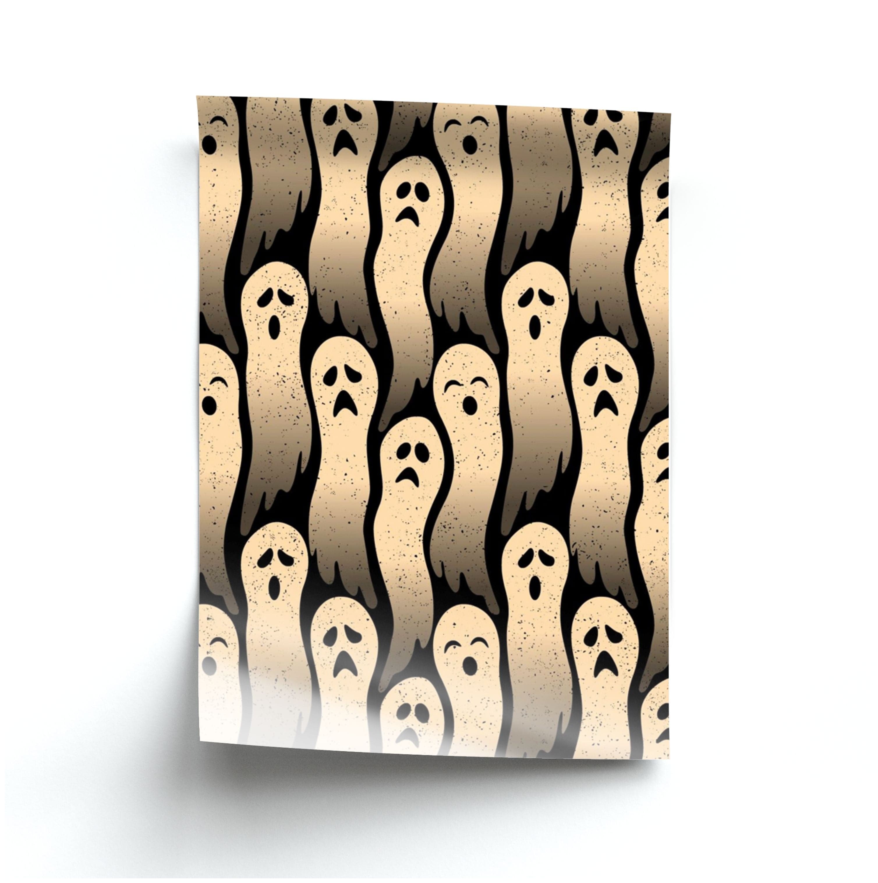 Vintage Wriggly Ghost Pattern Poster