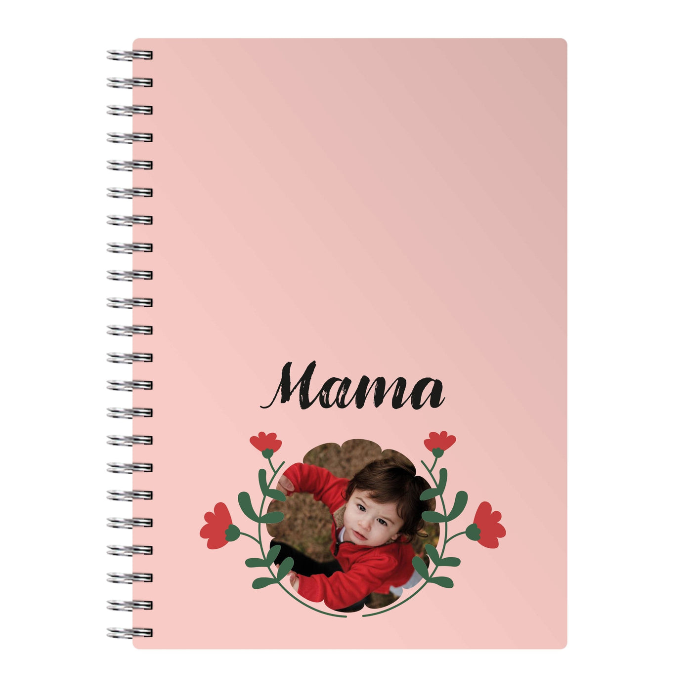 Mama Red Flowers - Personalised Mother's Day Notebook