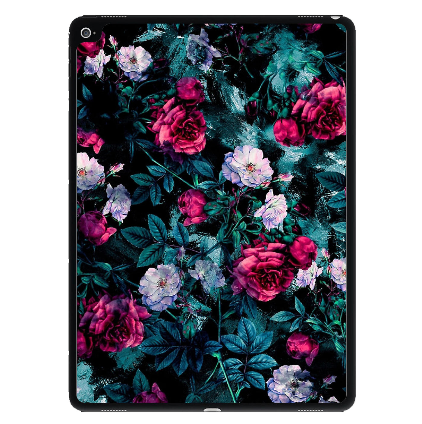 Black Floral Pattern iPad Case
