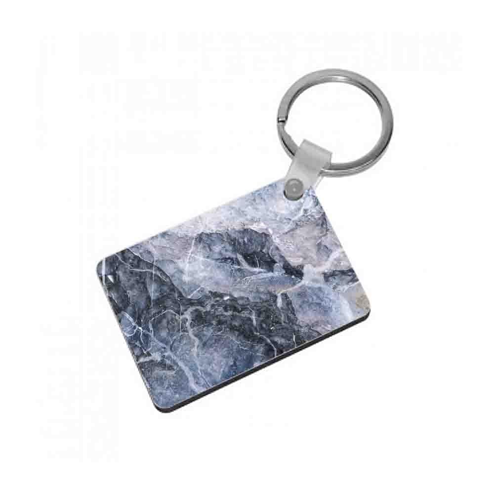 Grey and White Marble Keyring - Fun Cases