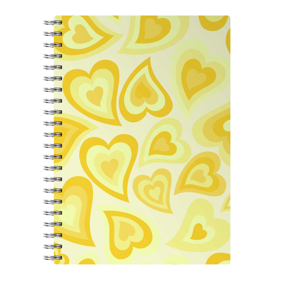 Yellow Hearts - Trippy Patterns Notebook