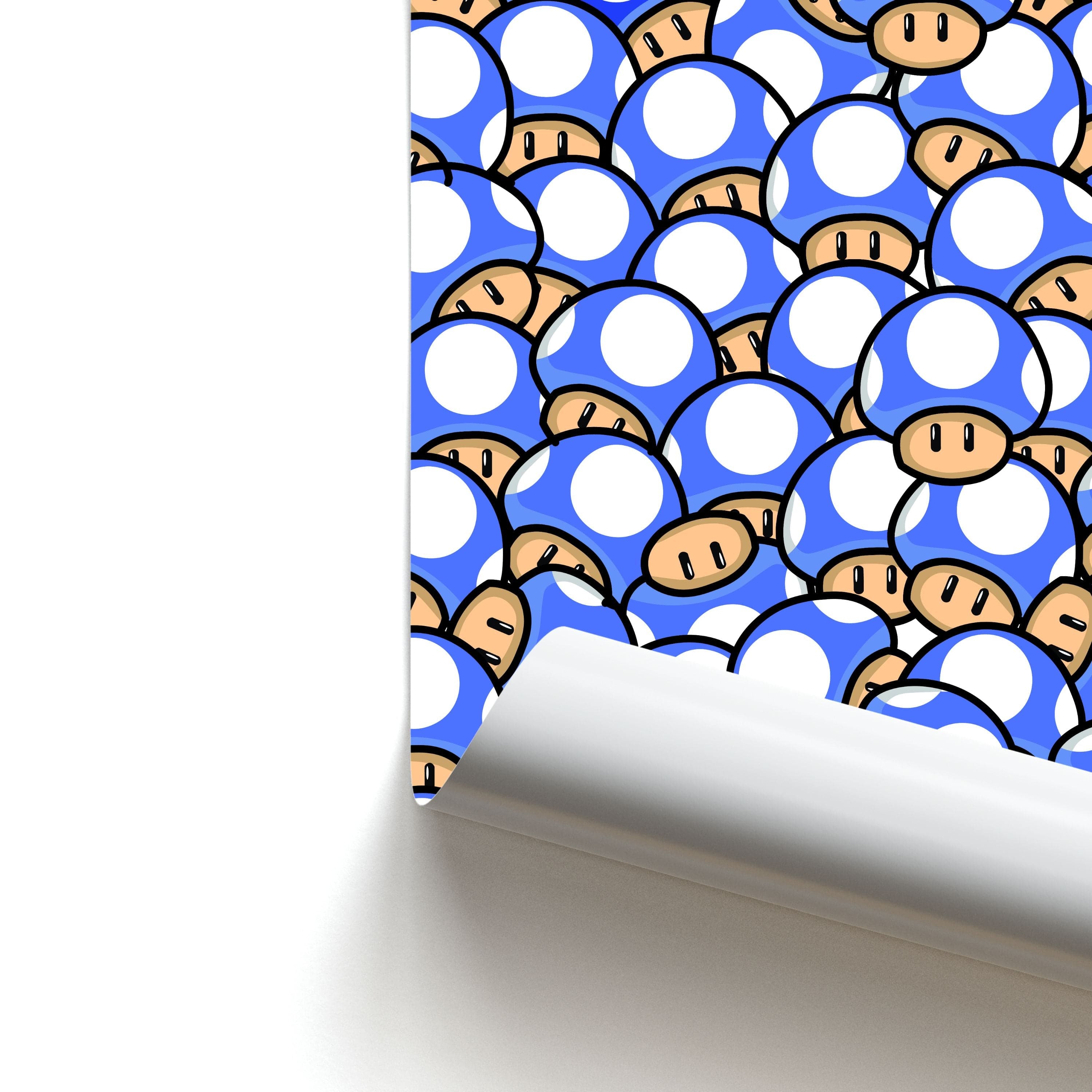 Mushroom Pattern - Dark Blue Poster