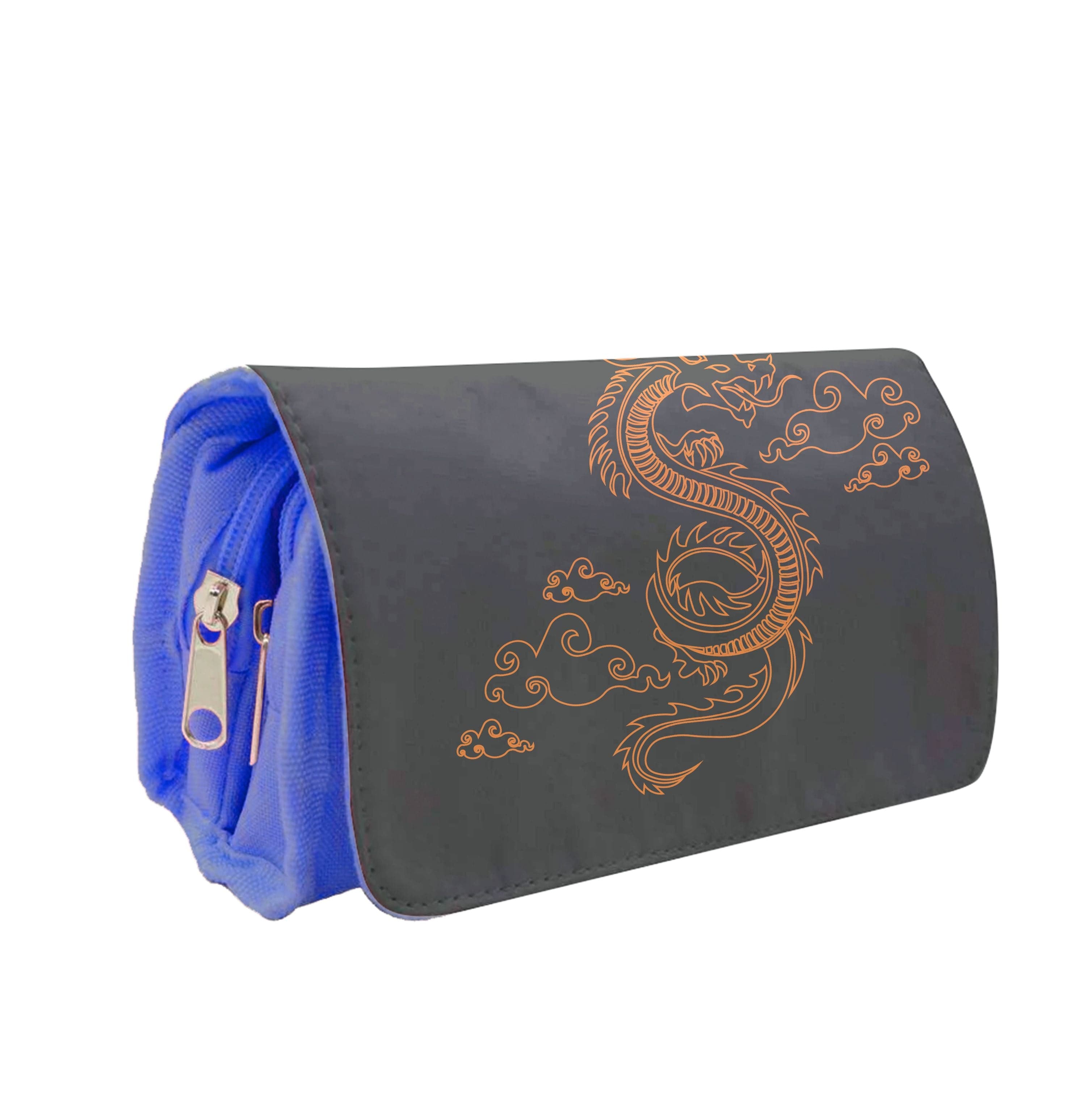 Orange - Dragon Patterns Pencil Case