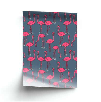 Basic Pink Flamingo Pattern Poster