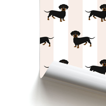 Striped Dachshund - Dog Pattern Poster