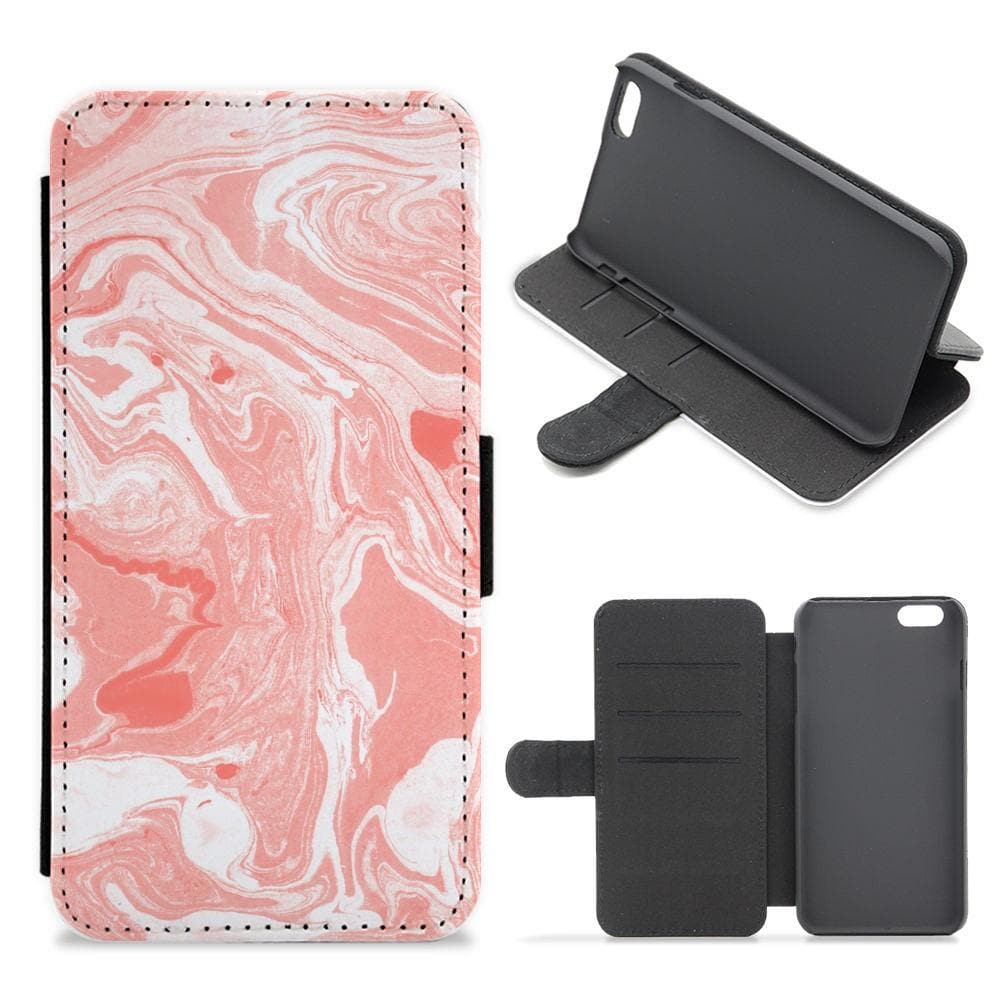 Pink Swirly Marble Flip / Wallet Phone Case - Fun Cases