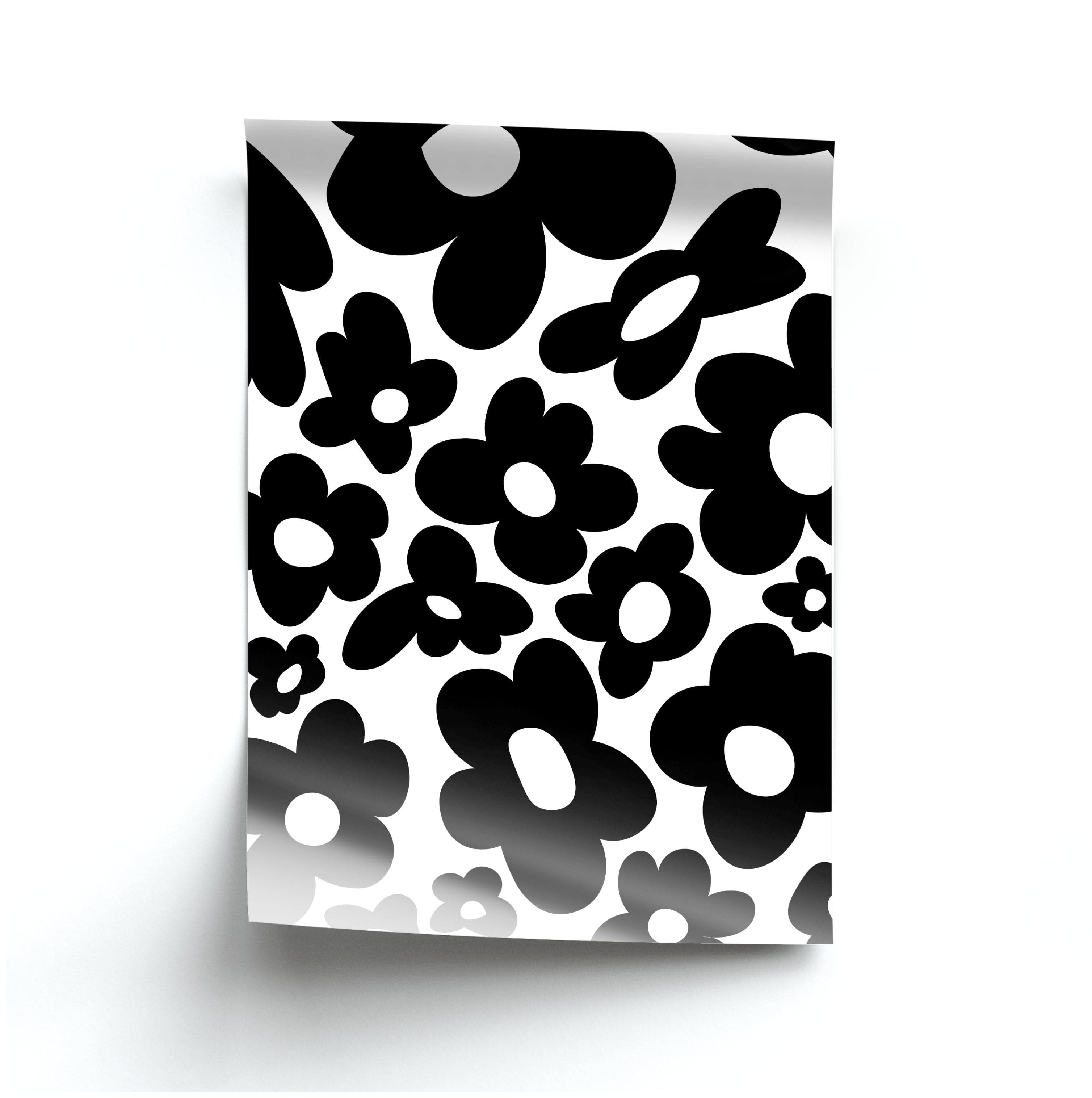 Black Flowers - Trippy Patterns Poster