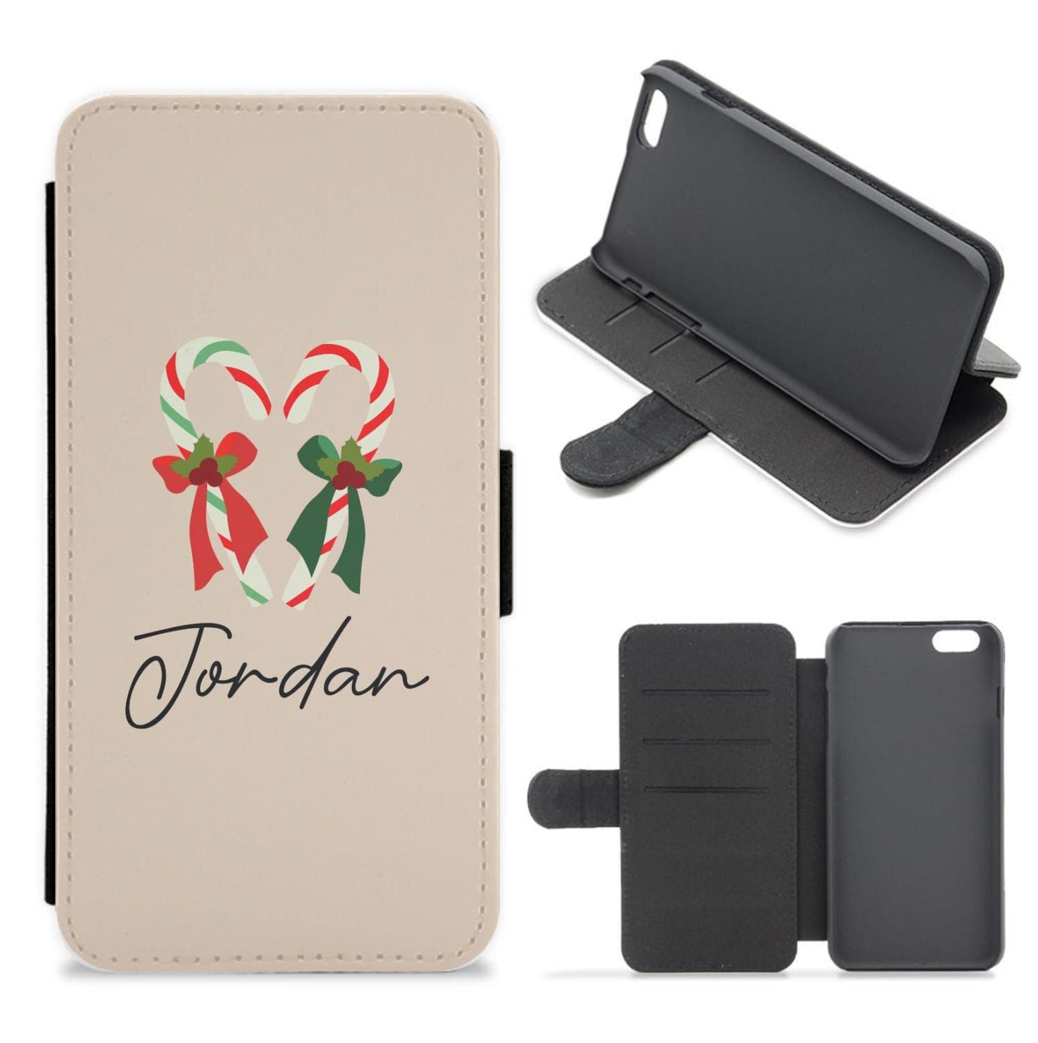 Candycane - Personalised Christmas Flip / Wallet Phone Case