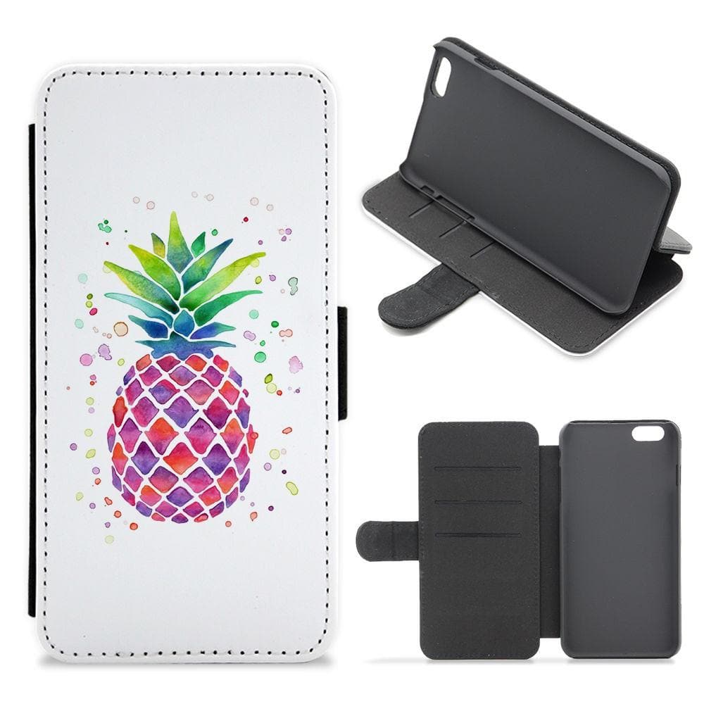 Watercolour Pineapple Flip / Wallet Phone Case - Fun Cases