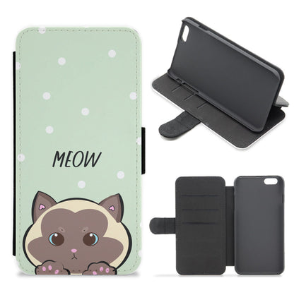 Meow Green - Cats Flip / Wallet Phone Case