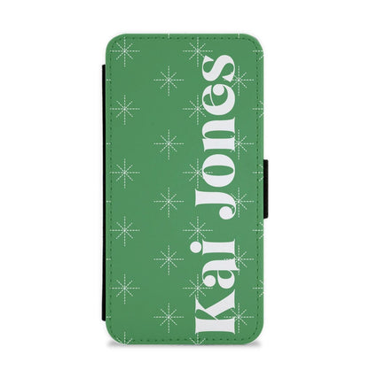 Snowflakes - Personalised Christmas Flip / Wallet Phone Case