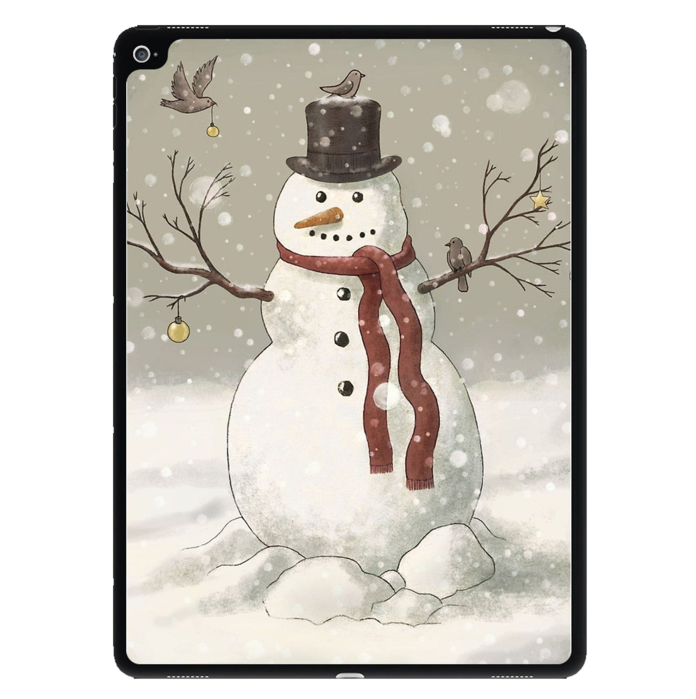 Christmas Snowman Drawing iPad Case