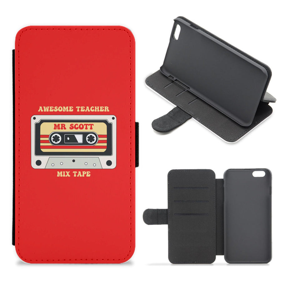Awesome Teacher Mix Tape - Personalised Teachers Gift Flip / Wallet Phone Case