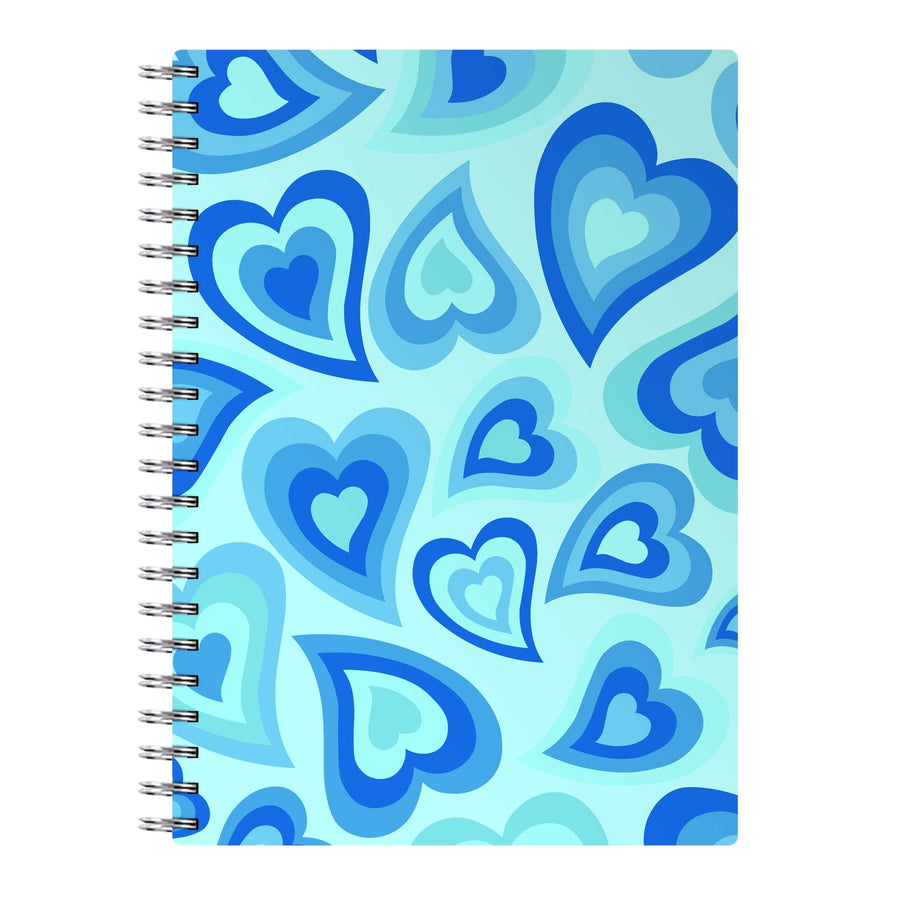 Blue Hearts - Trippy Patterns Notebook