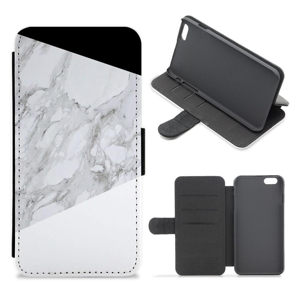 White, Black and Marble Pattern Flip / Wallet Phone Case - Fun Cases
