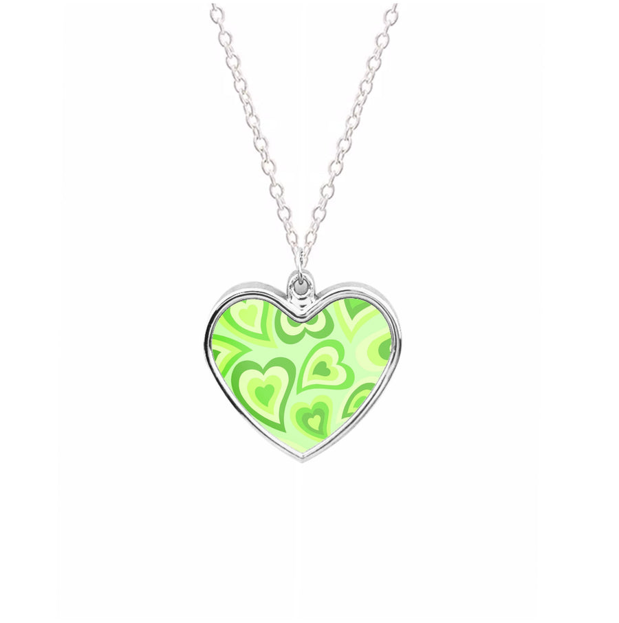 Green Hearts - Trippy Patterns Necklace
