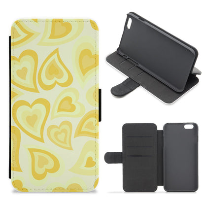 Yellow Hearts - Trippy Patterns Flip / Wallet Phone Case