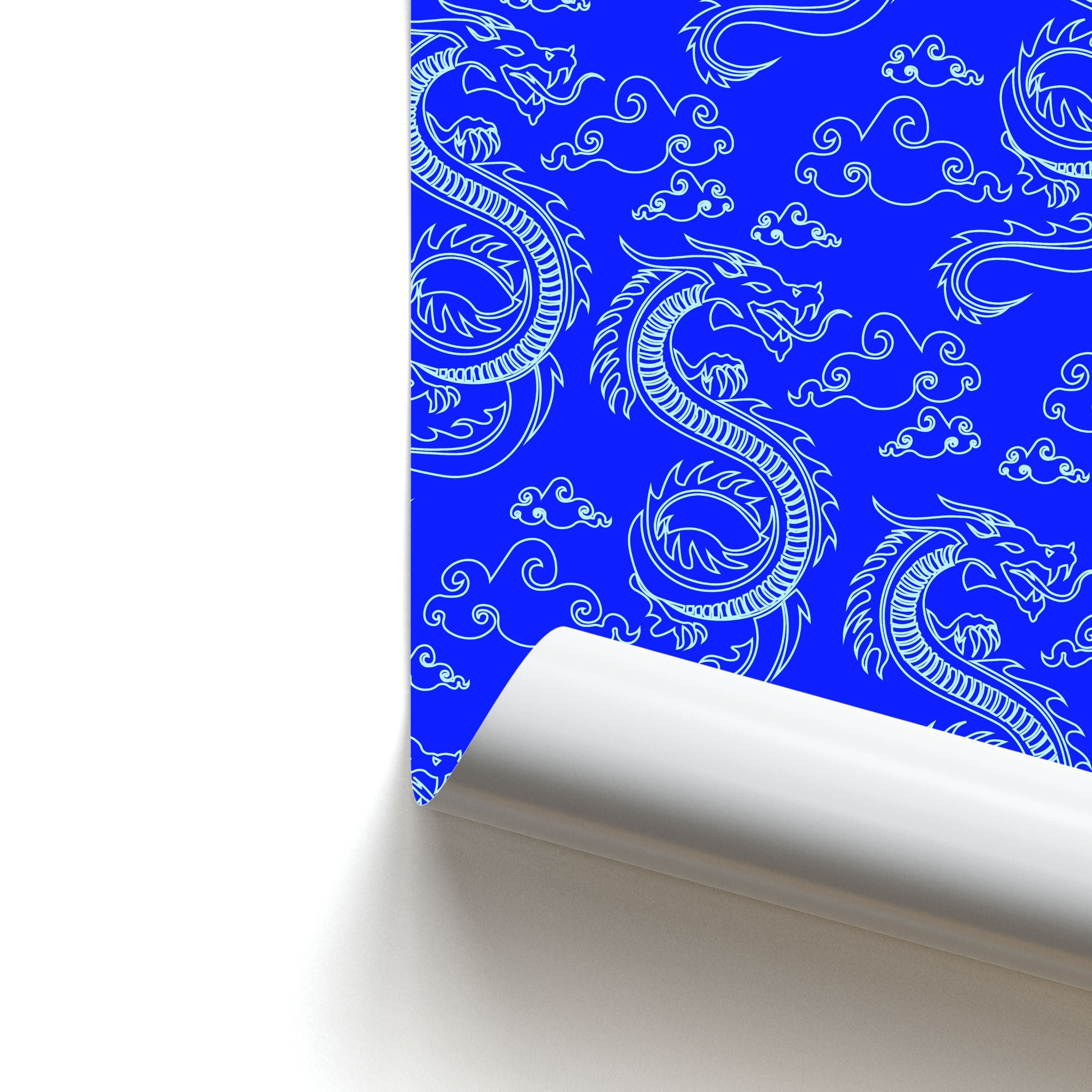 Blue Dragon Pattern Poster