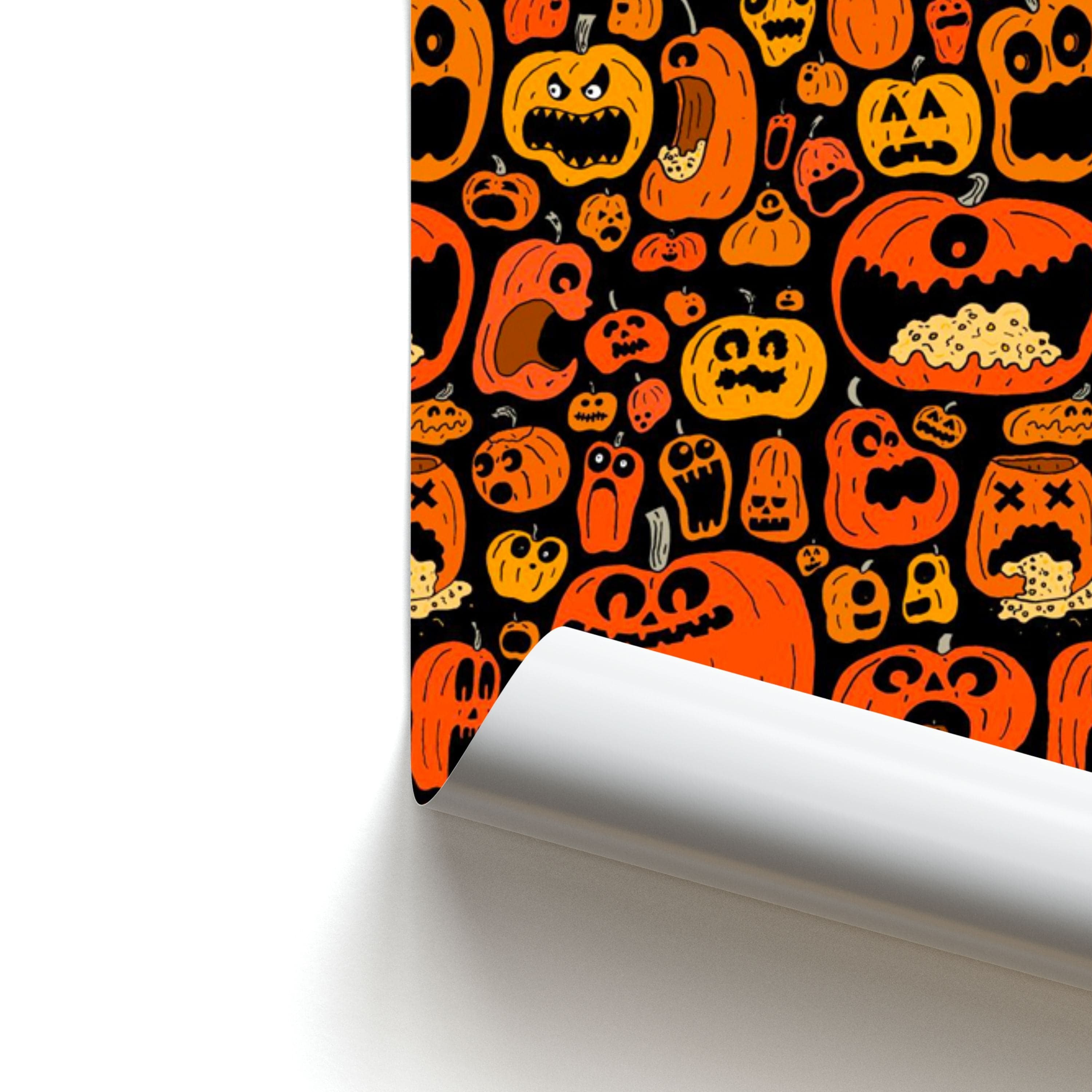 Scary Pumpkin Halloween Pattern Poster