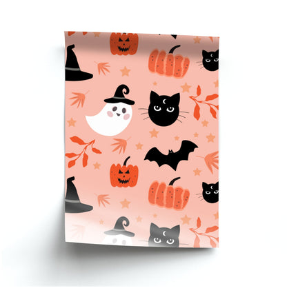 Pretty Pink Halloween Pattern Poster