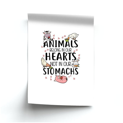 Animals Belong In Our Hearts - Vegan Poster