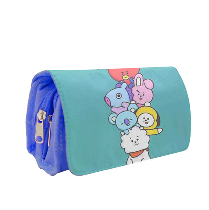 Green BT21 - RJ, Mang, Koya, Chimmy, Cooky, Shooky, Tata - K Pop Pencil Case