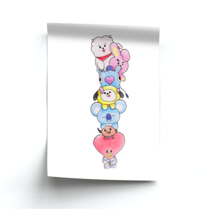 K-Pop Band BT21 Drawing Poster