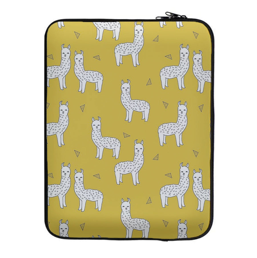 Mustard Alpaca Pattern Laptop Sleeve