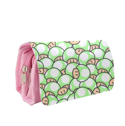 Mushroom Pattern - Light Green Pencil Case