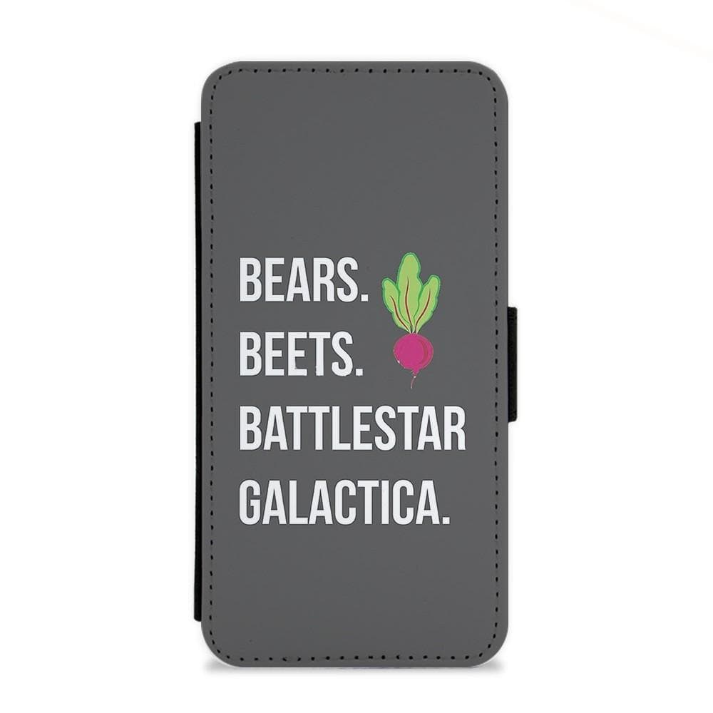 Bears. Beets. Battlestar Galactica Illustration - The Office Flip Wallet Phone Case - Fun Cases