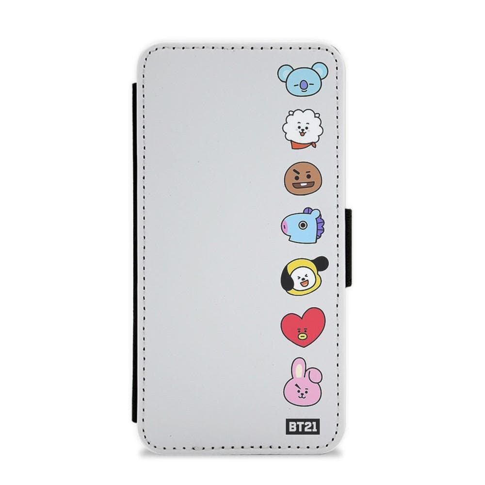 BT21 Vertical Faces - BTS Flip Wallet Phone Case